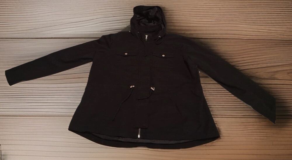 New Look Men's Black Hooded Utility Jacket Coat Size XL